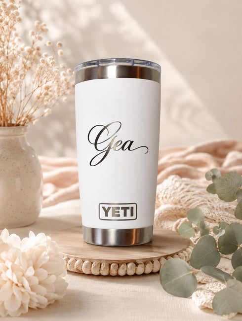 Custom Engraved YETI Rambler 20oz Tumbler | Personalized Name Logo Travel Mug