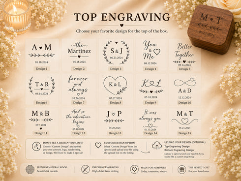 Personalized Wooden Ring Holder | Custom Engraved Keepsake Box | Wedding Ceremony Gift