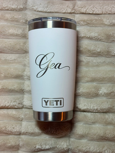 Custom Engraved YETI Rambler 20oz Tumbler | Personalized Name Logo Travel Mug