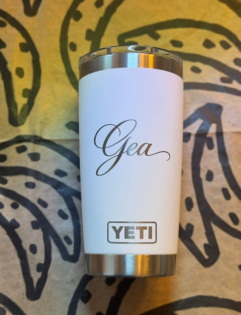 Custom Engraved YETI Rambler 20oz Tumbler | Personalized Name Logo Travel Mug