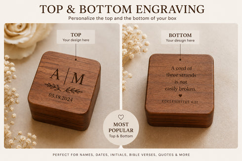 Personalized Wooden Ring Holder | Custom Engraved Keepsake Box | Wedding Ceremony Gift
