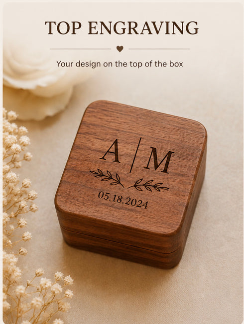 Personalized Wooden Ring Holder | Custom Engraved Keepsake Box | Wedding Ceremony Gift